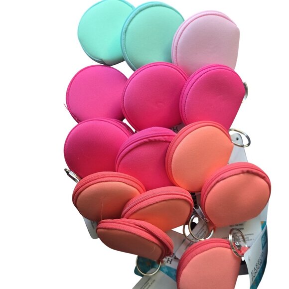 Other - Set of 14 NWT earbuds, small coin, zipper pouch, multi colored pink green orange